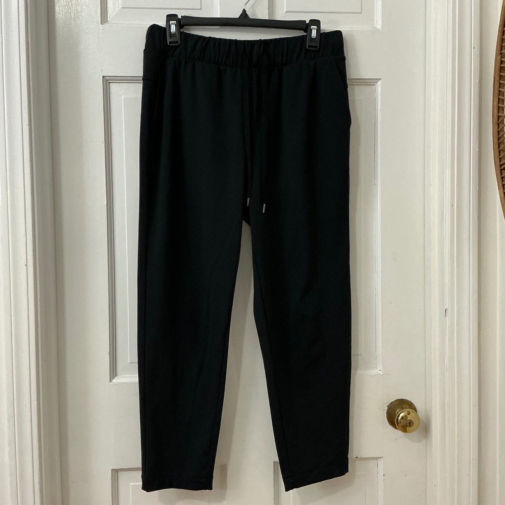 T by Talbots Straight Leg Ankle Pants MP Black Pull On Travel Athleisure Career